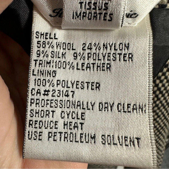 Talbots 12 petite wool blend skirt with leather trim, black/white microcheck - Picture 7 of 8